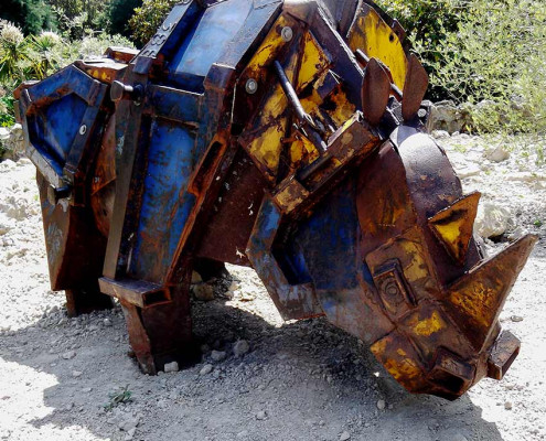 Django Rhino Skip Sculpture by Alan Williams
