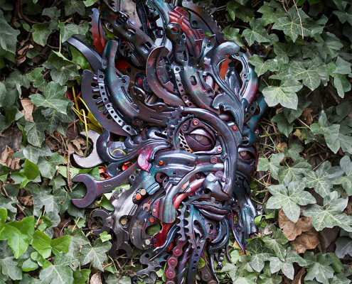 Green Man Sculpture by Metal Artist Alan Williams