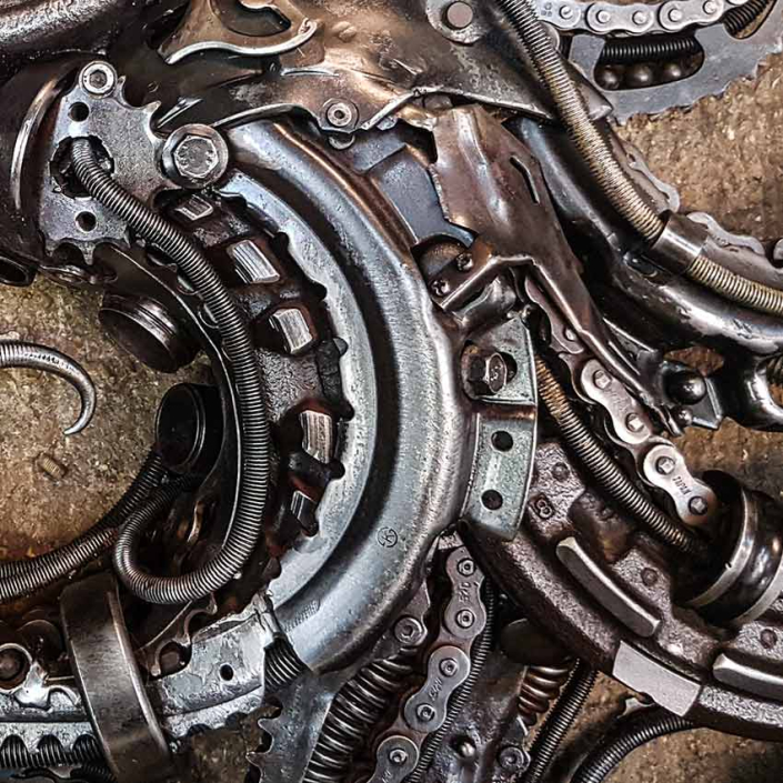 Polypus 2016 reclaimed metal Octopus sculpture detail by Alan Williams Metal Artist