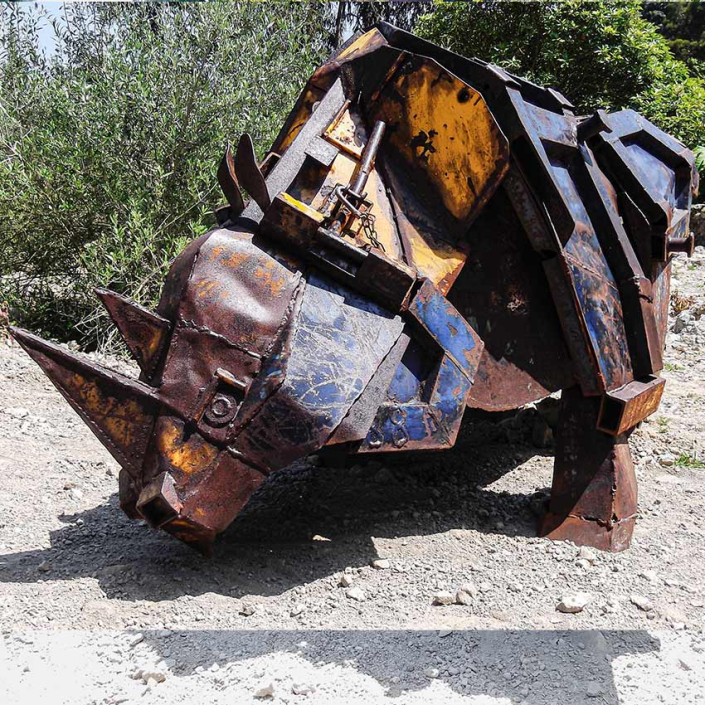 Django Rhino Skip Sculpture by Alan Williams