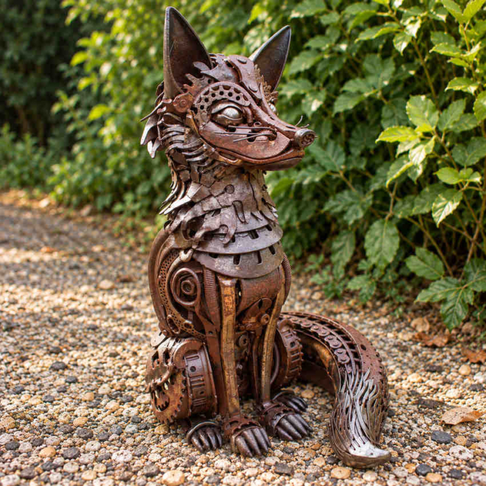 Urban Fox Metal Sculpture for private collector made by Alan Williams