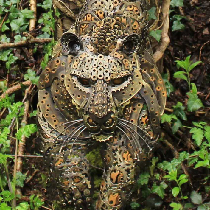 Soft Creeping Leopard Metal Garden Sculpture Made by Alan Williams Metal Artist Sussex