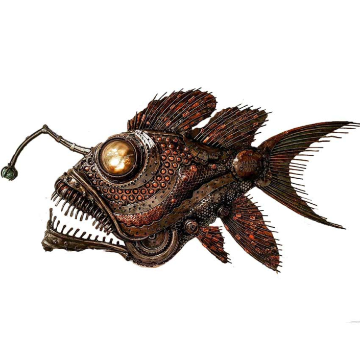 From the Angler fish collection created by Metal Sculpture Artist Alan Williams