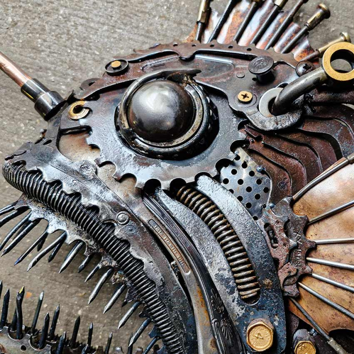 Lure of the Abyss detail angler fish 2026 by Alan Williams metal sculpture artist