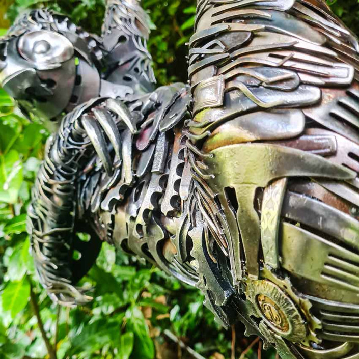 Hang Out Sloth metalwork sculpture details made by Alan Williams