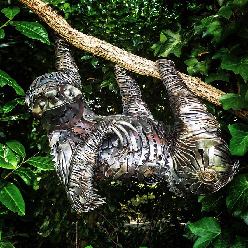Hangout (Sloth) metal sculpture by Alan Williams
