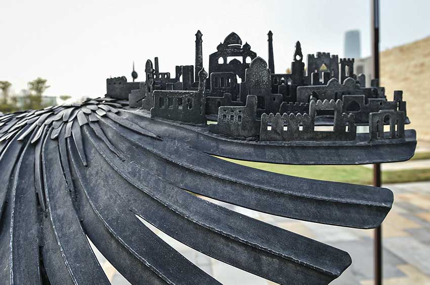 Time Migration Greenfinch public art sculpture by Alan Williams for Kuwait Industries Union