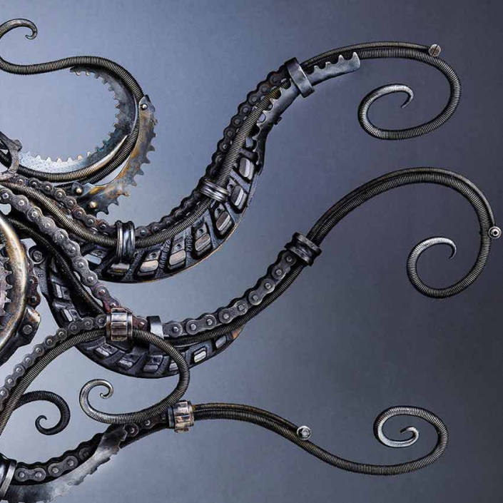 Polypus 2016 Reclaimed metal Octopus Sculpture by Alan Williams Metal Artist