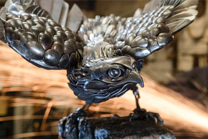 Red Tailed Hawk Metal Sculpture by Alan Williams Metal Artist