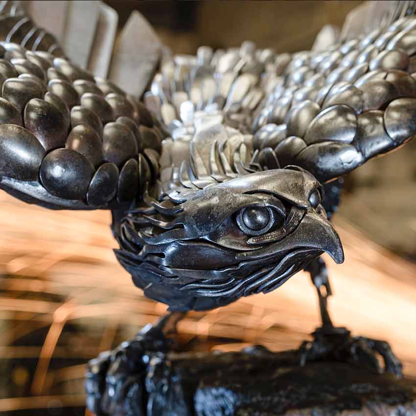 Red Tailed Hawk metal sculpture by Alan Williams