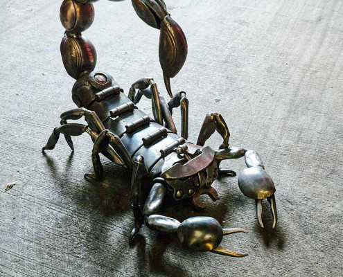 Scorpius Scorpion sculpture by metal artist Alan Williams