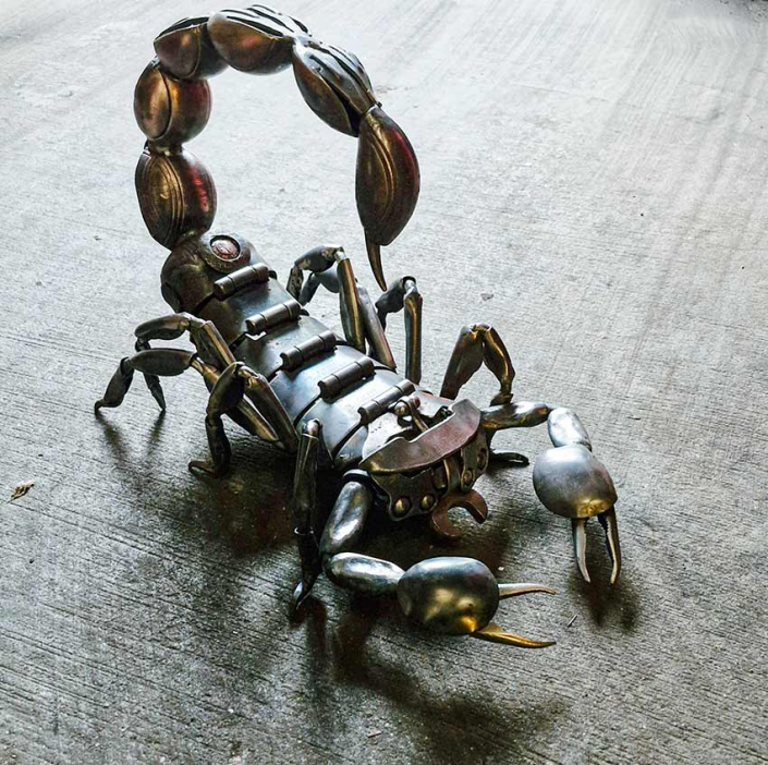 Scorpius Scorpion sculpture by metal artist Alan Williams