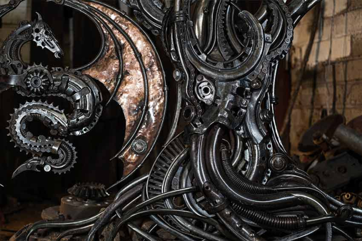 Yggdrasil Norse Tree of Life Metal Sculpture details by Alan Williams metal Sculpture Artist