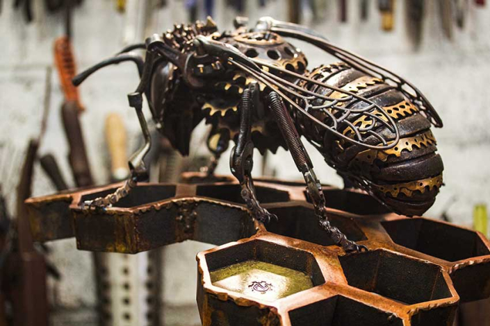 Honey Trap 2019 Metal Bee created by sculpture artist Alan Williams