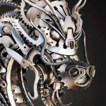 Head of an Empire Chinese Dragon 2018 sculpture by reclaimed metal artist Alan Williams