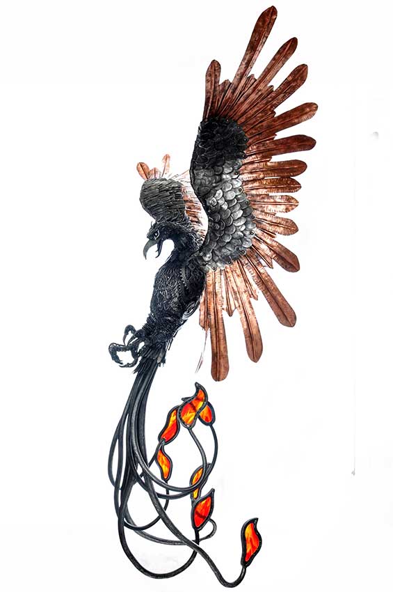 Nidhogg reclaimed metal dragon sculpture by Alan Williams