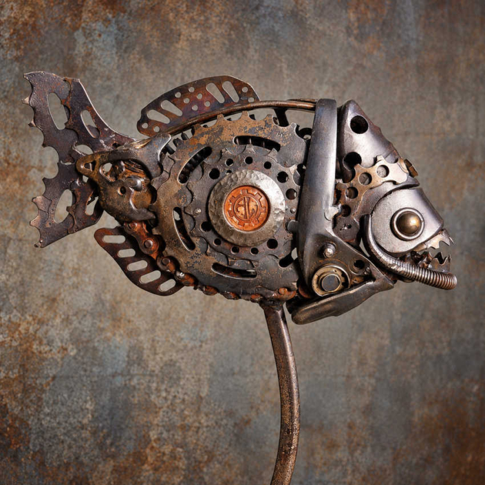 Pirhanas Little nippers metal sculpture by Sussex metal artist Alan Williams