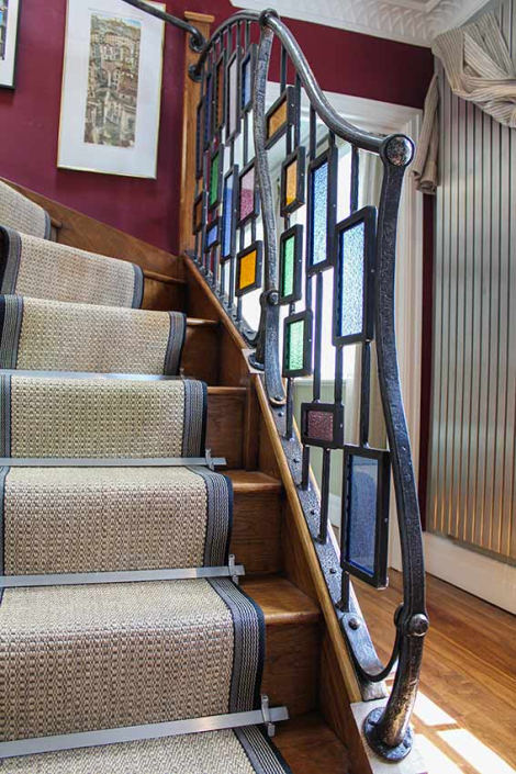 Glass and Metal Stair Handrail created by Alan Williams metal artist in 2015