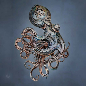 Lilith octopus Metal Sculpture by Sussex artist Alan Williams