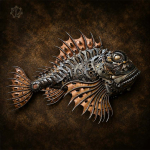 Scorpionfish Metal sculpture made by Alan Williams from reclaimed metal objects 2026