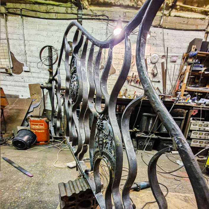 Bug Handrail Architectural garden sculpture created by Metal Sculpture Artist Alan Williams 2024