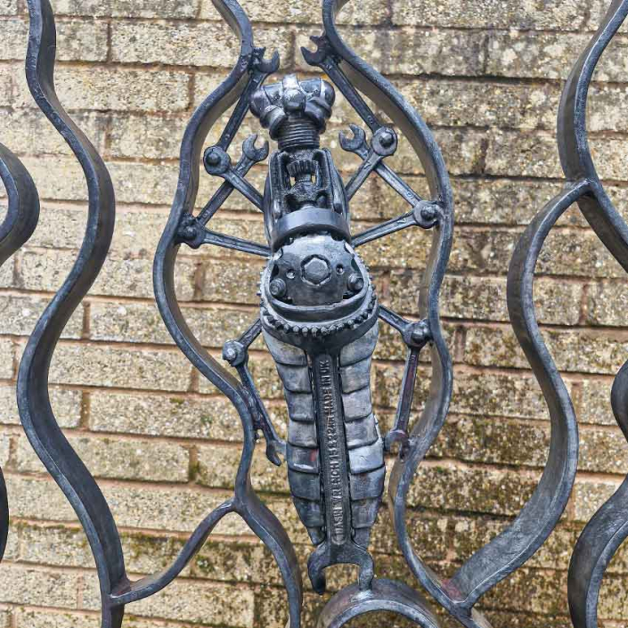 Bug Handrail Architectural garden sculpture created by Metal Sculpture Artist Alan Williams 2024
