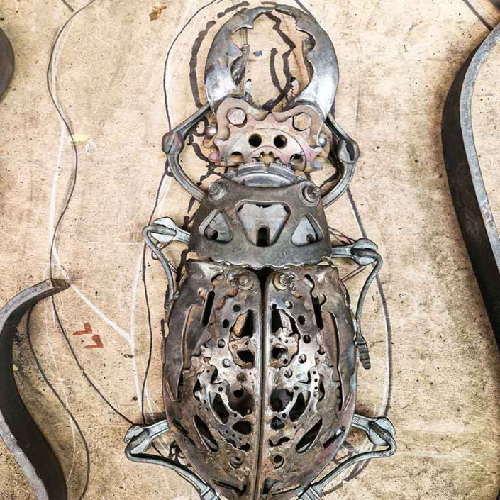Bug Handrail Architectural garden sculpture created by Metal Sculpture Artist Alan Williams 2024