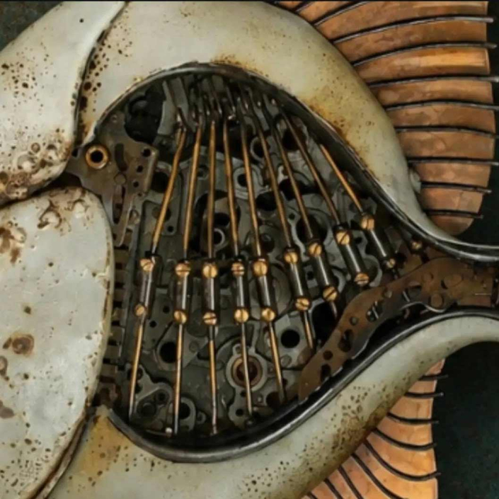 Angel Fish metal sculpture 2026 made by reclaimed metal artist Alan Williams